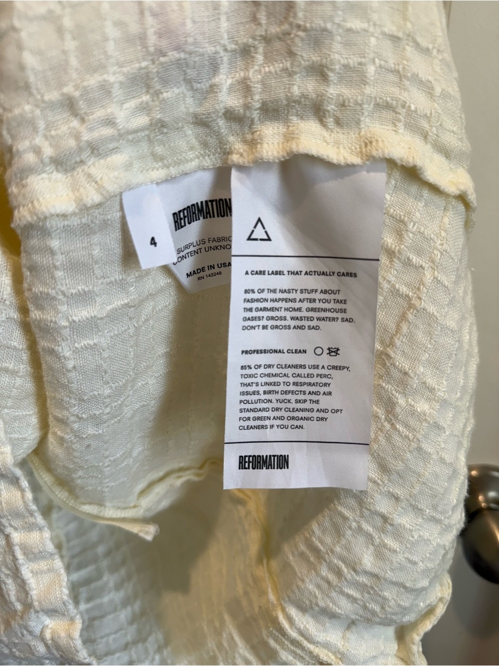 Reformation Arnaut Mini Linen Yellow Tie Dress Size 4 - Picture 7 of 7
